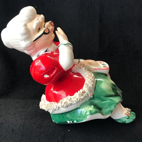 Lefton Spaghetti Trim Santa & Mrs Claus Shelf Sitters - set of 2 - Picture 13 of 16